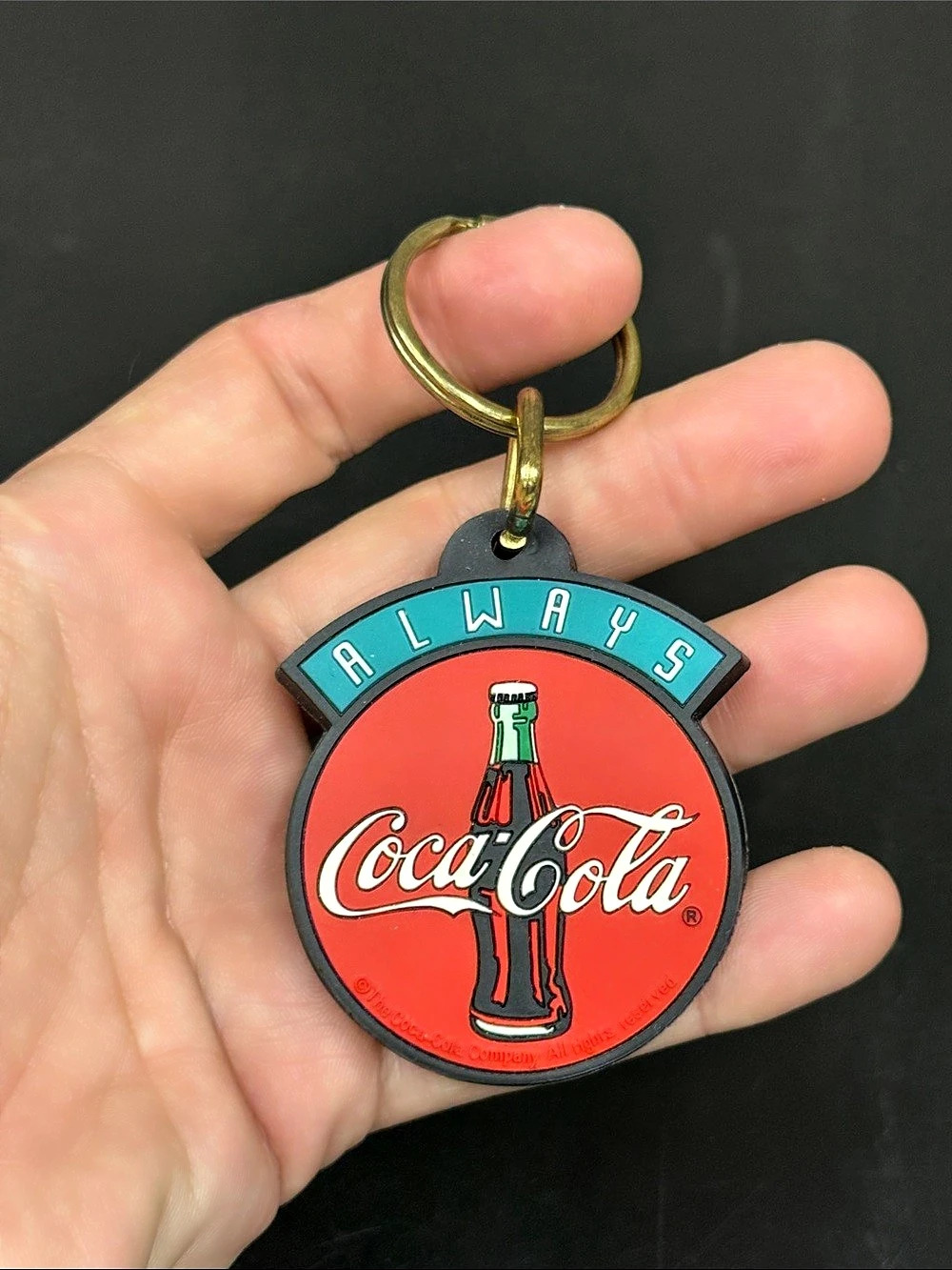 Vintage 1990s Coca-Cola Always Rubber PVC Bottle Keychain Advertising Collectibl